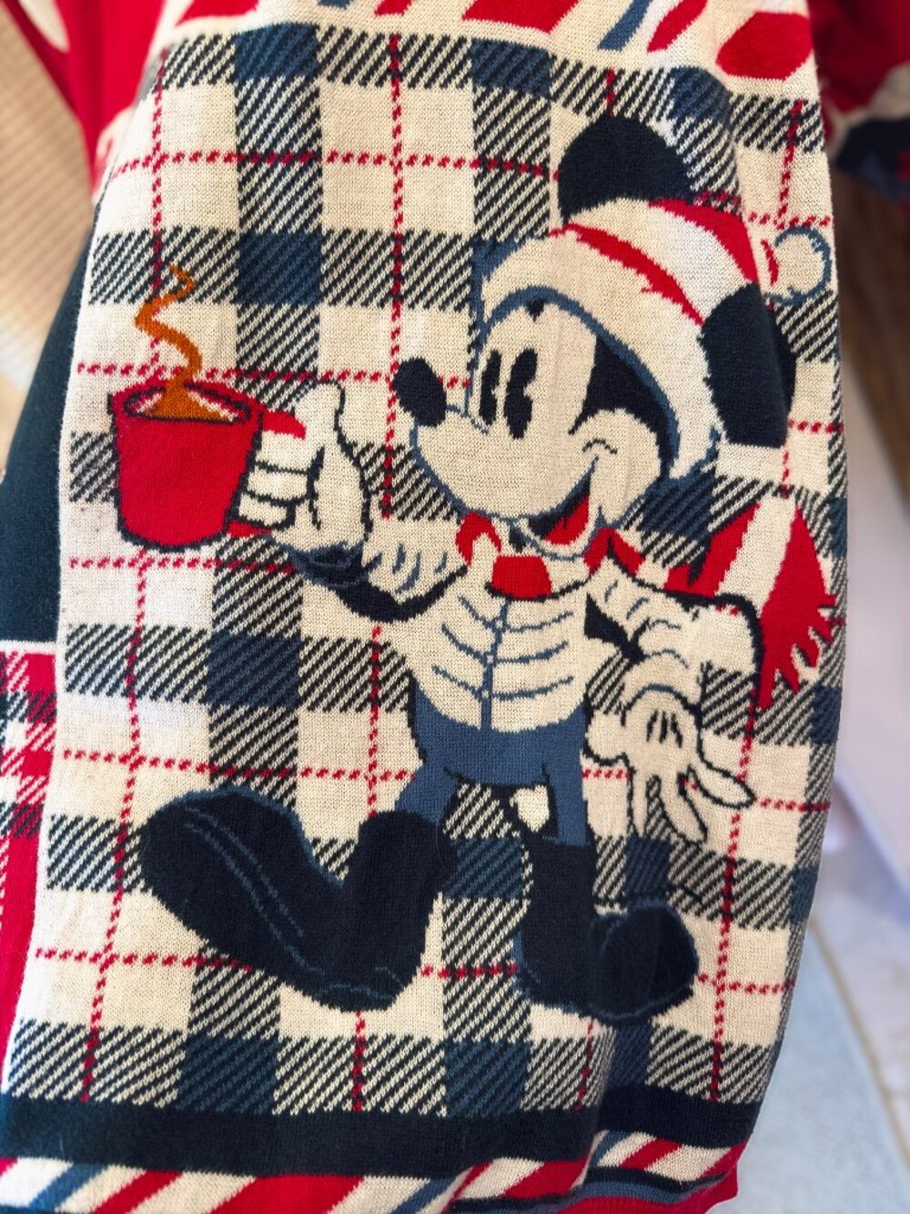 RARE Disneyland Resort Christmas Spirit Jersey Knit Sweater Mickey Holiday Plaid - Picture 12 of 14